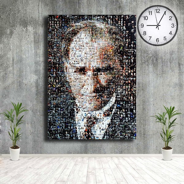 Puzzle Görünümlü Mustafa Kemal Atatürk Cam Tablo