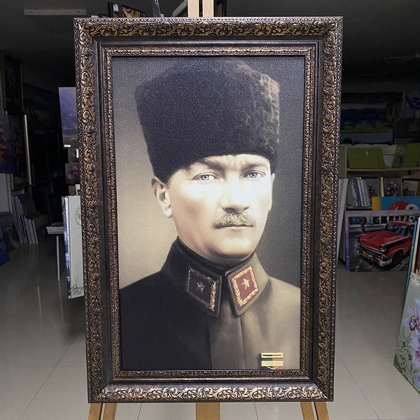 Kahve Çerçeveli ATATÜRK Cam Tablo